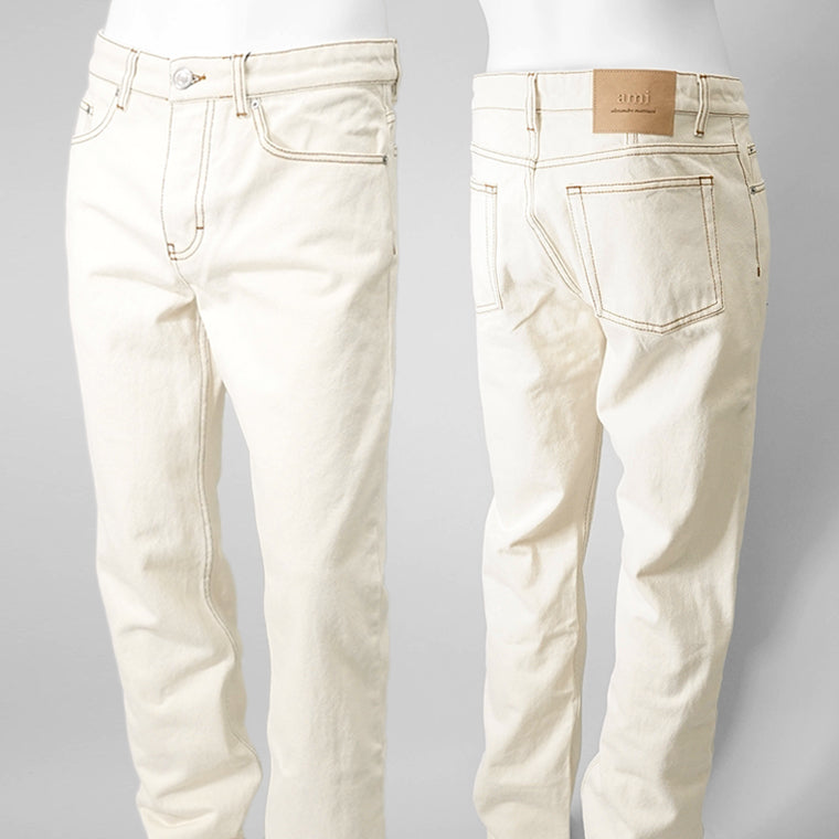 【SUMMER FINAL SALE】 AMI メンズ ジーンズ HTR001 DE0039 BLANC CREME アイボリー 136