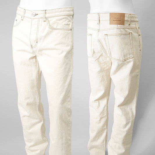 【SUMMER FINAL SALE】 AMI メンズ ジーンズ HTR001 DE0039 BLANC CREME アイボリー 136