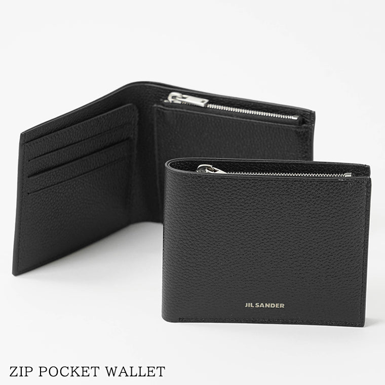 JIL SANDER メンズ 2つ折り財布 ZIP POCKET WALLET J25UI0002 P8892 BLACK ブラック 001