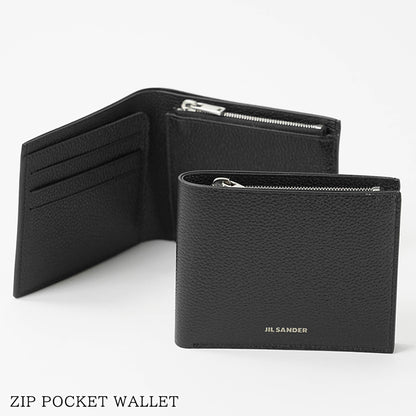 JIL SANDER メンズ 2つ折り財布 ZIP POCKET WALLET J25UI0002 P8892 BLACK ブラック 001
