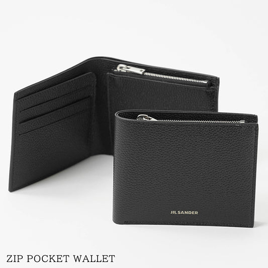 JIL SANDER メンズ 2つ折り財布 ZIP POCKET WALLET J25UI0002 P8892 BLACK ブラック 001