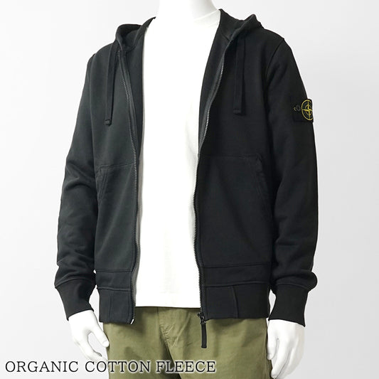 STONE ISLAND メンズ ジップアップパーカー ORGANIC COTTON FLEECE L1S156100061 S0051 ブラック V0029