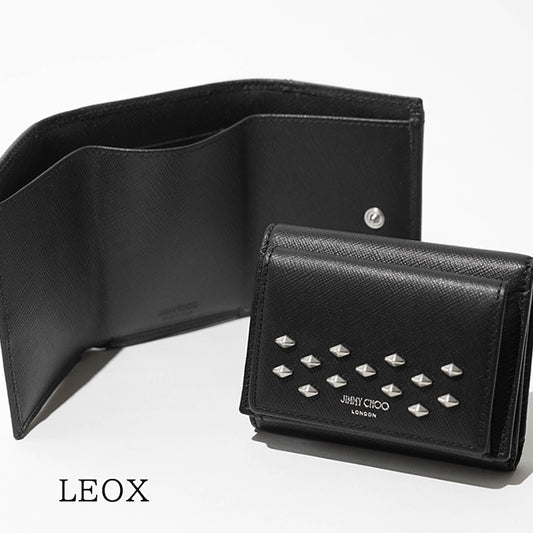 JIMMY CHOO メンズ 3つ折り財布 LEOX TLJ ブラック BLACK ANTIQUE SILVER