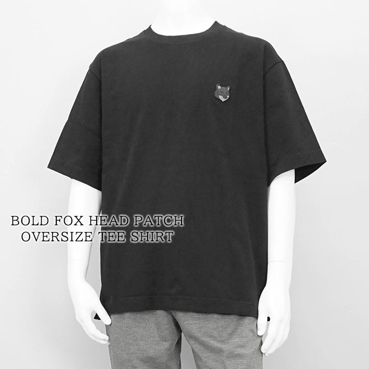 MAISON KITSUNE メンズ Tシャツ BOLD FOX HEAD PATCH OVERSIZE TEE SHIRT LM00107 KJ0119 BLACK ブラック P199