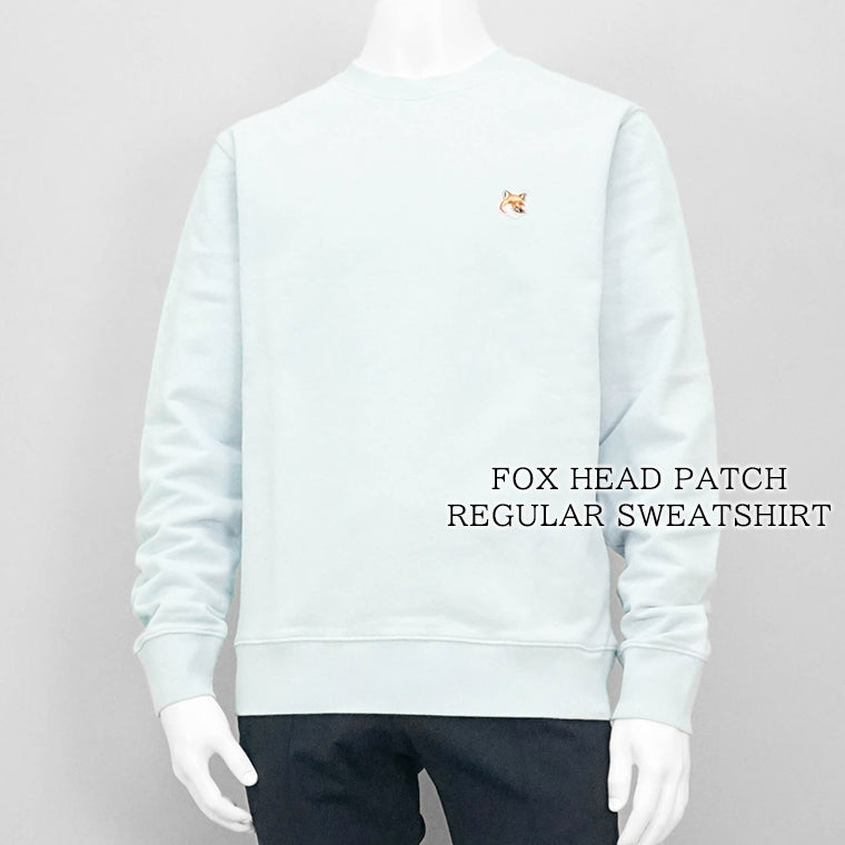 MAISON KITSUNE メンズ スウェットシャツ FOX HEAD PATCH REGULAR SWEATSHIRT LM00301 KM0001 CIRRUS BLUE シーラスブルー 0072