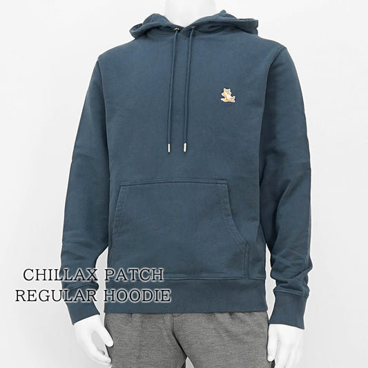 【2024AW CLEARANCE SALE】 MAISON KITSUNE メンズ パーカー CHILLAX PATCH REGULAR HOODIE LM00706 KM0001 INK BLUE ネイビー P476