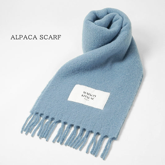 MAISON KITSUNE メンズ レディース マフラー ALPACA SCARF LM06206 WA0022 POWDER BLUE ブルー 0331