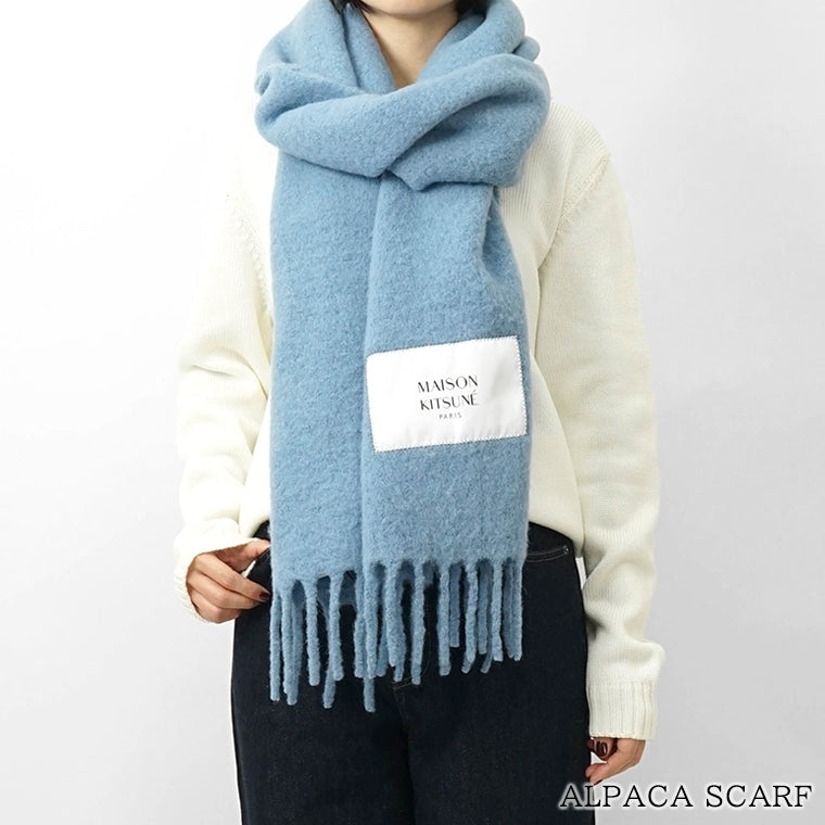 MAISON KITSUNE レディース メンズ マフラー ALPACA SCARF LM06206 WA0022 POWDER BLUE ブルー 0331