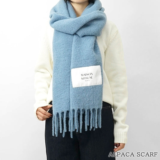 MAISON KITSUNE レディース メンズ マフラー ALPACA SCARF LM06206 WA0022 POWDER BLUE ブルー 0331