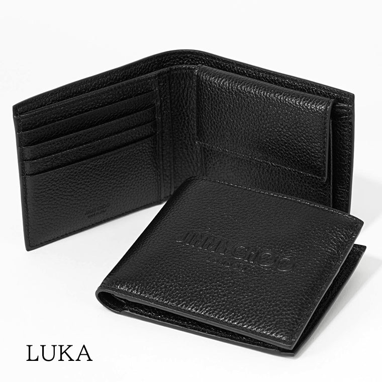JIMMY CHOO メンズ 2つ折り財布 LUKA LDA ブラック BLACK GUNMETAL