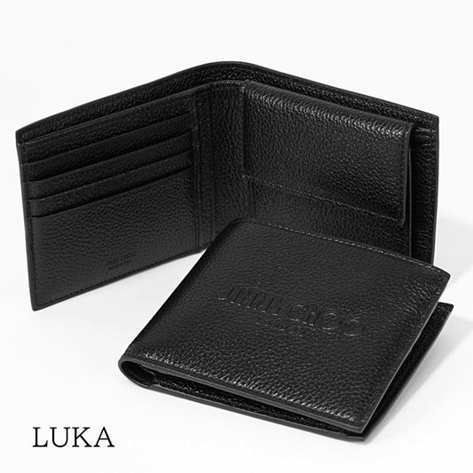 JIMMY CHOO メンズ 2つ折り財布 LUKA LDA ブラック BLACK GUNMETAL