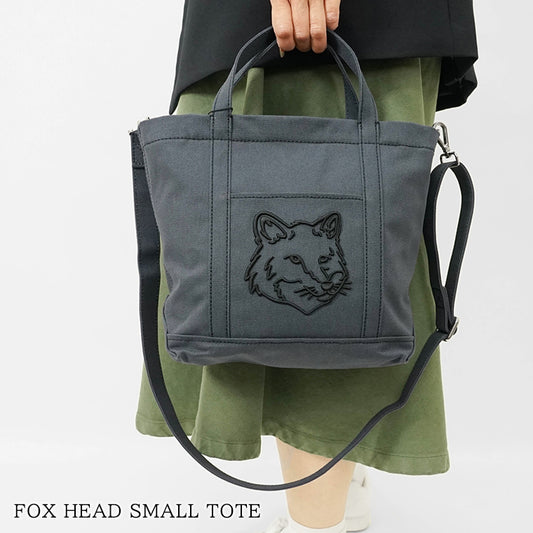 MAISON KITSUNE レディース メンズ トートバッグ FOX HEAD SMALL TOTE LW05103 WW0107 SLATE GREY 0076