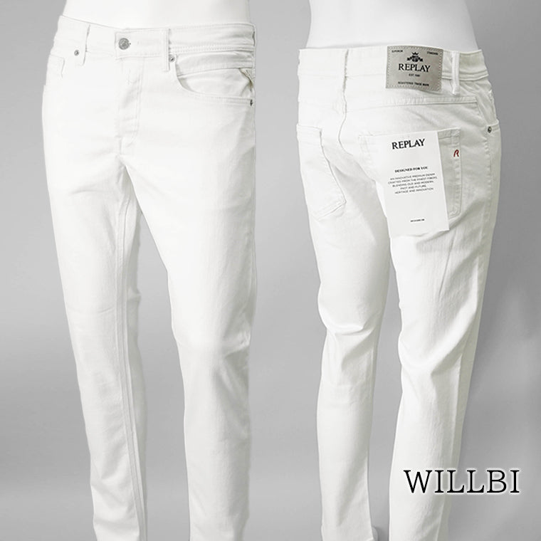 【SUMMER FINAL SALE】 REPLAY メンズ ジーンズ WILLBI M1008 8488781 ホワイト 001
