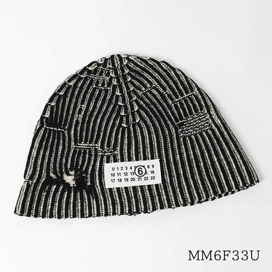 MM6 Maison Margiela KIDS キッズ ニットキャップ MM6F33U M60913 MM06K ブラック ホワイト系 M6C39