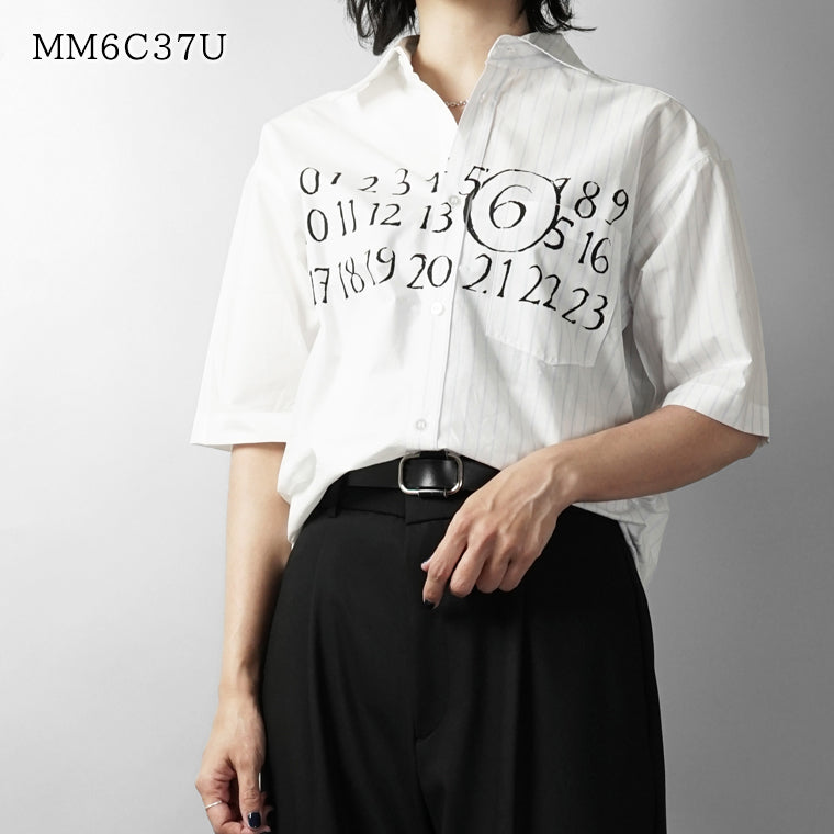 MM6 Maison Margiela KIDS キッズ シャツ MM6C37U M60947 MM07H ホワイト ブルー M6C44
