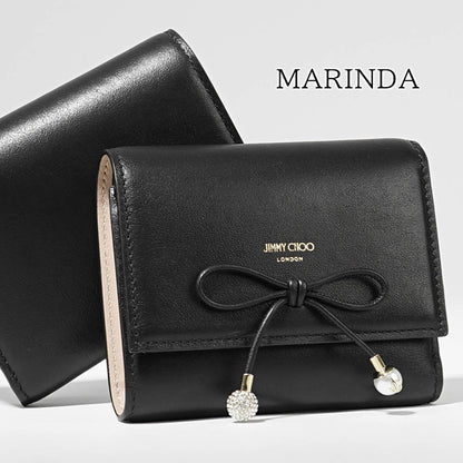 JIMMY CHOO レディース 3つ折り財布 MARINDA KHY ブラック BLACK MACARON LIGHT GOLD