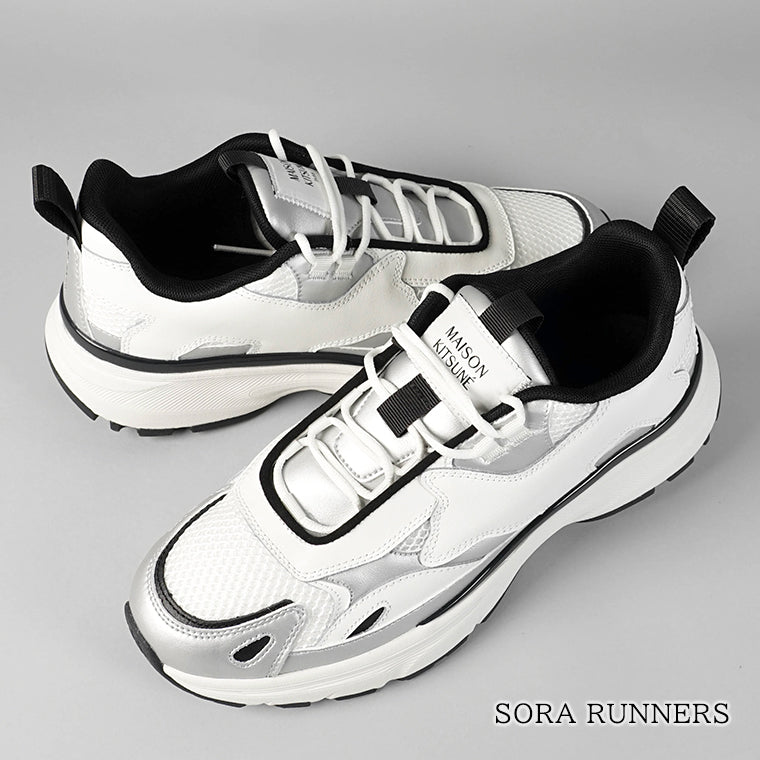 MAISON KITSUNE メンズ スニーカー SORA RUNNERS MM04803 LR0060 SILVER WHITE シルバー ホワイト 0371