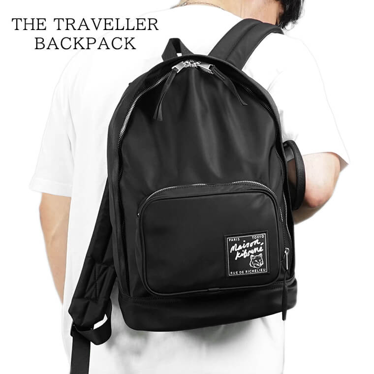 MAISON KITSUNE メンズ レディース バックパック THE TRAVELLER BACKPACK MM05161 WQ1001 BLACK ブラック P199