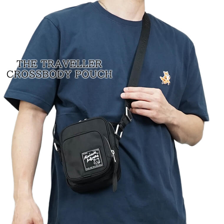 MAISON KITSUNE メンズ レディース ショルダーバッグ THE TRAVELLER CROSSBODY POUCH MM05165 WQ1001 BLACK ブラック P199