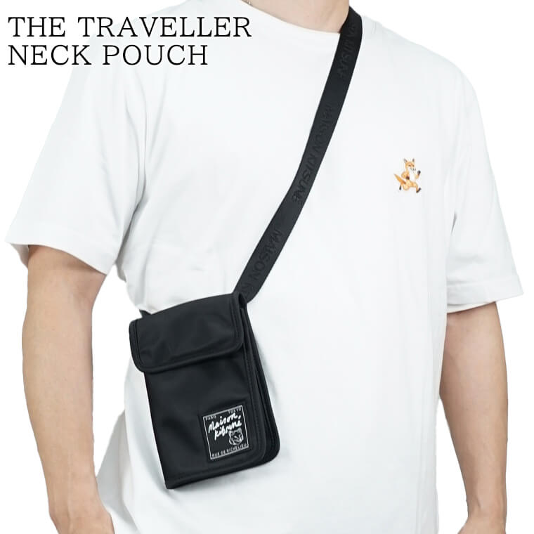 MAISON KITSUNE メンズ レディース ネックポーチ THE TRAVELLER NECK POUCH MM05362 WQ1001 BLACK ブラック P199