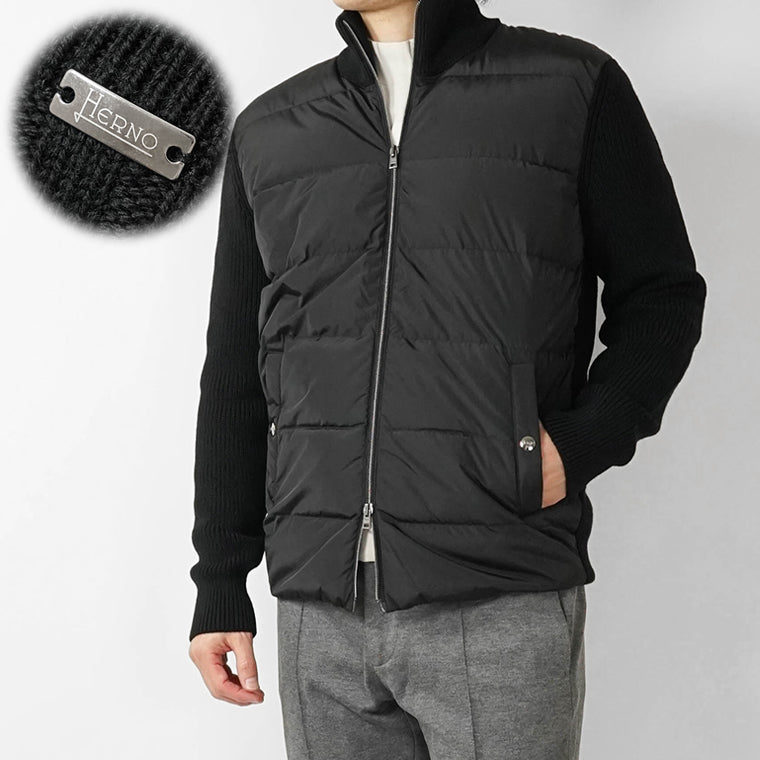 HERNO メンズ ニットダウンジャケット MP000126U 70061 ブラック 9300
