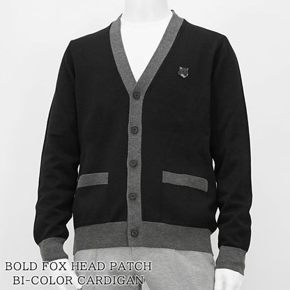 【2024AW CLEARANCE SALE】 MAISON KITSUNE メンズ カーディガン BOLD FOX HEAD PATCH BI COLOR CARDIGAN NM00507 KT1036 BLACK ブラック P199