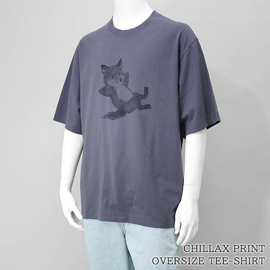 【SUMMER FINAL SALE】 MAISON KITSUNE メンズ Tシャツ CHILLAX PRINT OVERSIZE TEE SHIRT OM00108 KJ0008 FIG パープル 0120