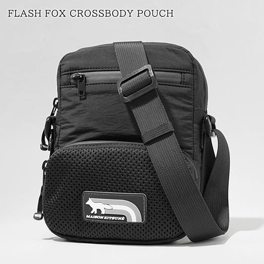MAISON KITSUNE メンズ レディース ショルダーバッグ FLASH FOX CROSSBODY POUCH OM05174 WQ4034 BLACK ブラック P199
