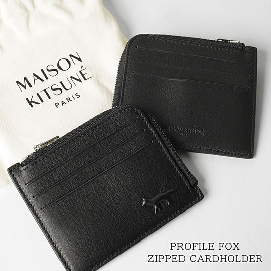 MAISON KITSUNE メンズ レディース コイン＆カードケース PROFILE FOX ZIPPED CARDHOLDER OM05342 LC0045 BLACK ブラック P199