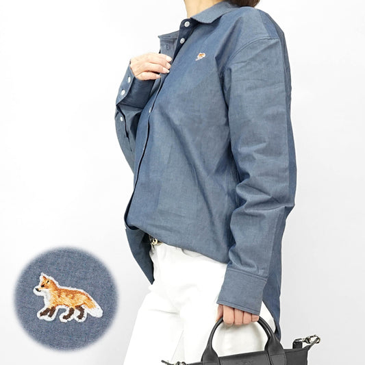 【SUMMER FINAL SALE】 MAISON KITSUNE レディース シャツ OW00401 WC5043 INDIGO インディゴ P470