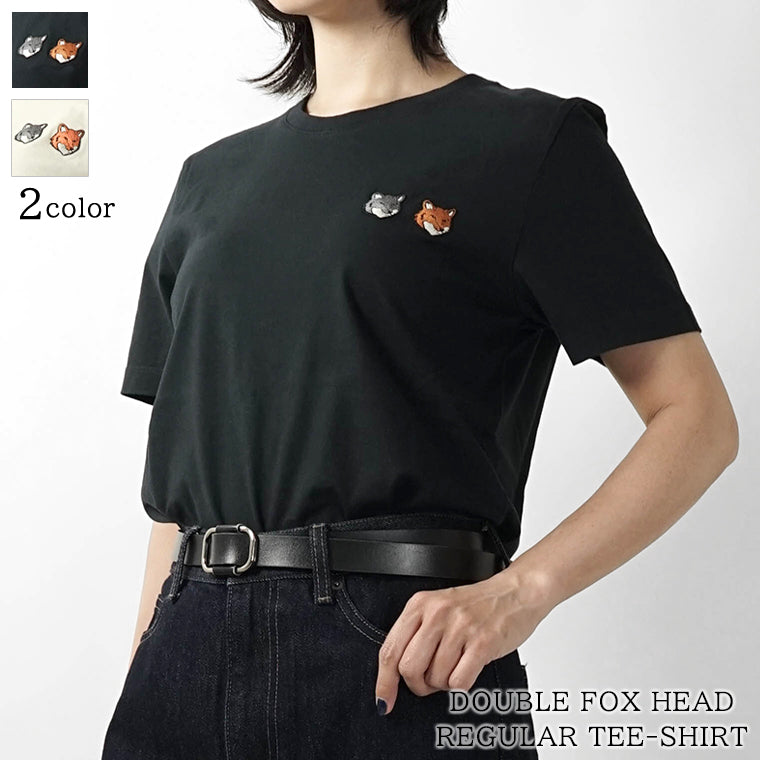 MAISON KITSUNE レディース Tシャツ DOUBLE FOX HEAD REGULAR TEE SHIRT OW011CF KJ7026 2カラー
