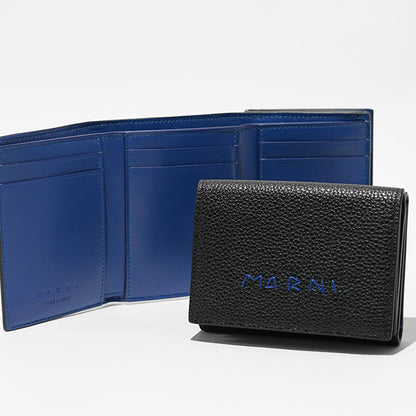 MARNI メンズ 3つ折り財布 PFMI0097U0 P6533 ブラック ブルー 01N99