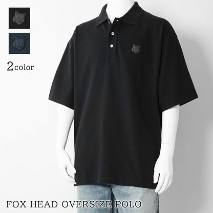 【SUMMER FINAL SALE】 MAISON KITSUNE メンズ ポロシャツ FOX HEAD OVERSIZE POLO PM00211 KP0001 2カラー