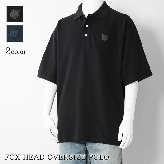 MAISON KITSUNE メンズ ポロシャツ FOX HEAD OVERSIZE POLO PM00211 KP0001 2カラー