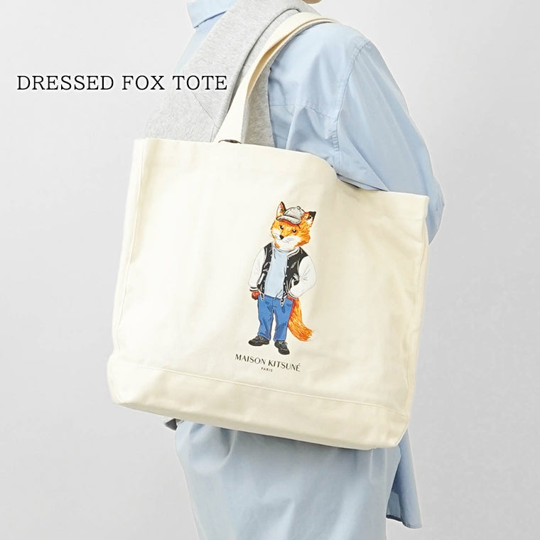 MAISON KITSUNE レディース メンズ トートバッグ DRESSED FOX TOTE PM05107 WW9042 ECRU ベージュ P700