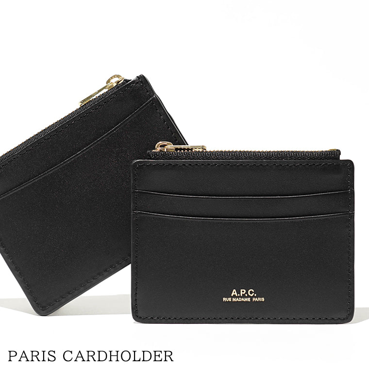 A.P.C. レディース メンズ カード＆コインケース PARIS CARDHOLDER PXAWV F63670 NOIR ブラック LZZ