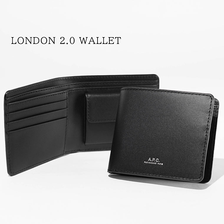 A.P.C. メンズ 2つ折り財布 LONDON 2.0 WALLET PXAWV H63655 NOIR ブラック LZZ