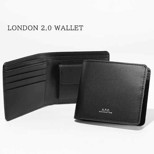 A.P.C. メンズ 2つ折り財布 LONDON 2.0 WALLET PXAWV H63655 NOIR ブラック LZZ