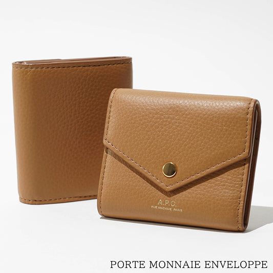 A.P.C. レディース メンズ 3つ折り財布 PORTE MONNAIE ENVELOPPE PXCBC F63673 CAMEL キャメル CAB