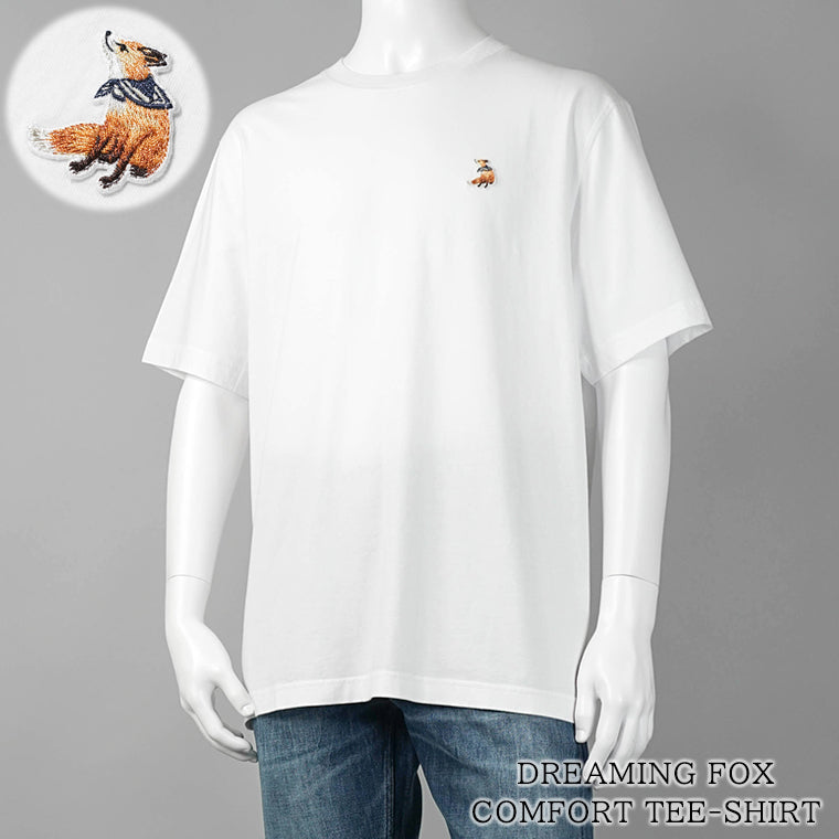 【2026SS SUMMER SALE】MAISON KITSUNE メンズ Tシャツ DREAMING FOX COMFORT TEE SHIRT QM00102 KJ7026 WHITE ホワイト P100