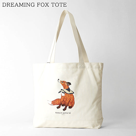 MAISON KITSUNE メンズ レディース トートバッグ DREAMING FOX TOTE QU05130 WW9042 ECRU アイボリー P700