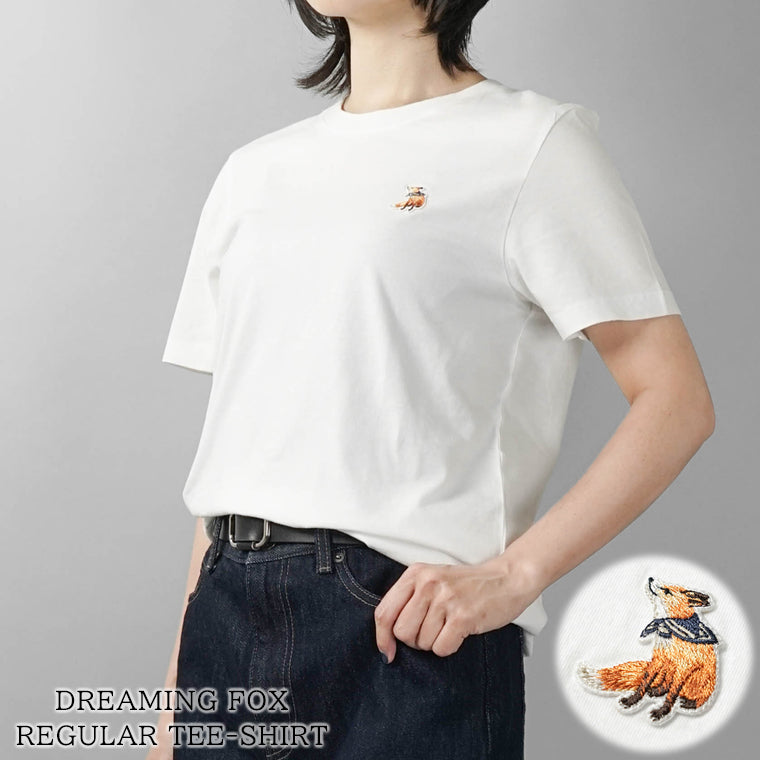 MAISON KITSUNE レディース Tシャツ DREAMING FOX REGULAR TEE SHIRT QW00109 KJ7026 WHITE ホワイト P100