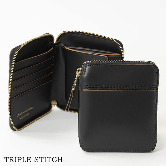 COMME des GARCONS メンズ レディース 2つ折り財布 TRIPLE STITCH SA2100TS ブラック BLACK