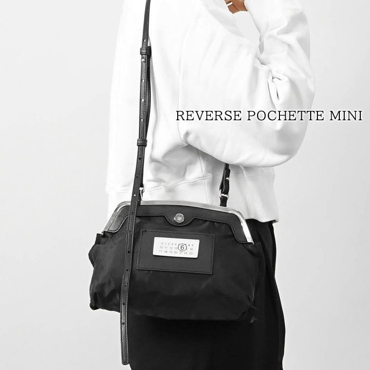 MM6 Maison Margiela レディース ショルダーバッグ REVERSE POCHETTE MINI SB6WF0008 P8503 BLACK BLACK ブラック HA751