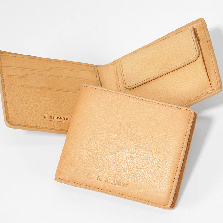【美品】イルビゾンテ　二つ折り財布 イルビゾンテ 財布 Il Bisonte 二つ折り財布 小銭入れ付き レザー 本革