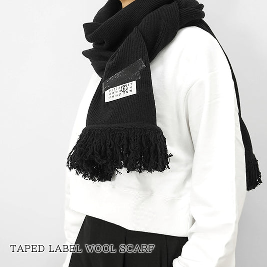 MM6 Maison Margiela レディース マフラー TAPED LABEL WOOL SCARF SH2TE0004 M13168 ブラック 900S