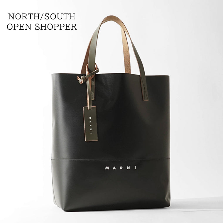 MARNI メンズ レディース トートバッグ NORTH SOUTH OPEN SHOPPER SHMQ0037A1 P5769 ブラック カーキ 01N99