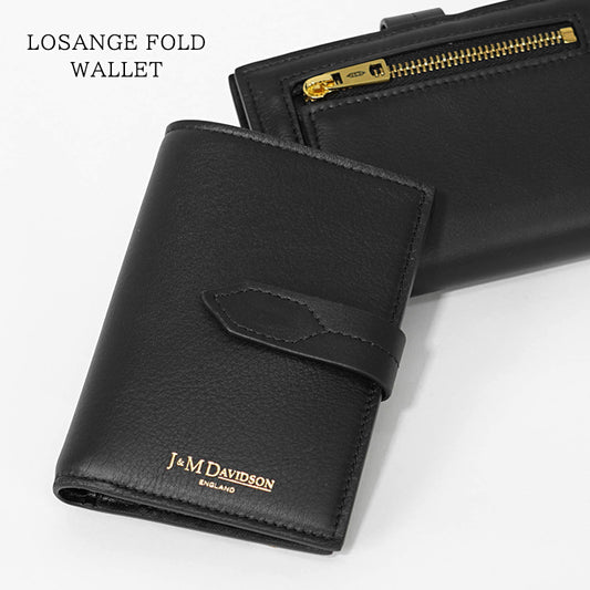 J&M DAVIDSON レディース 2つ折り財布 LOSANGE FOLD WALLET SLSF 0XX SCXX BLACK ブラック 999G