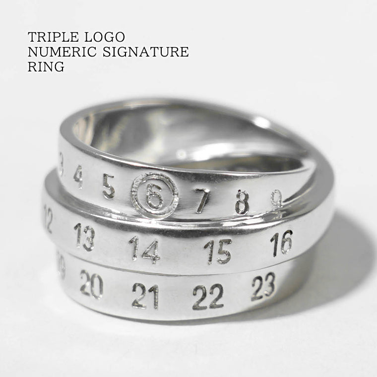 MM6 Maison Margiela メンズ リング TRIPLE LOGO NUMERIC SIGNATURE RING SM6UQ0073 P6627 シルバー 956