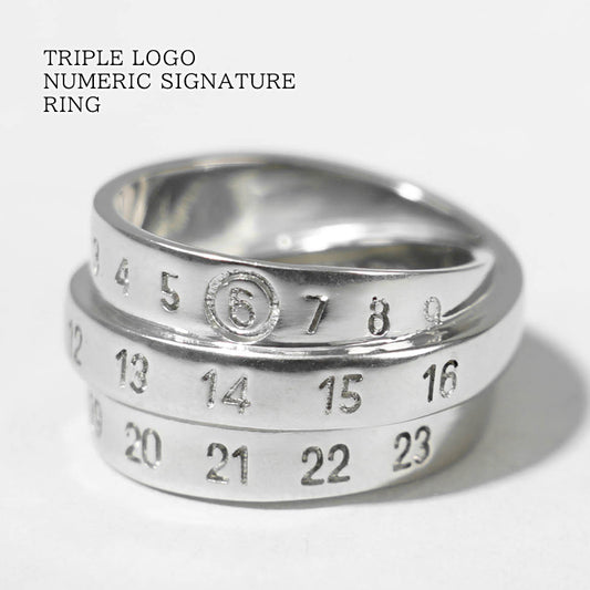 MM6 Maison Margiela メンズ リング TRIPLE LOGO NUMERIC SIGNATURE RING SM6UQ0073 P6627 シルバー 956